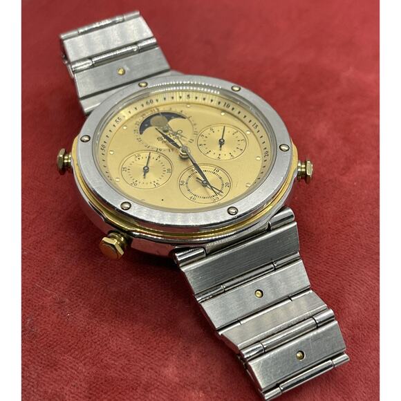 Vtg 7a48-7010 Seiko Chronograph Rare Orig. Bracelet Chrono Repair Moon Phase JDM - Picture 6 of 12